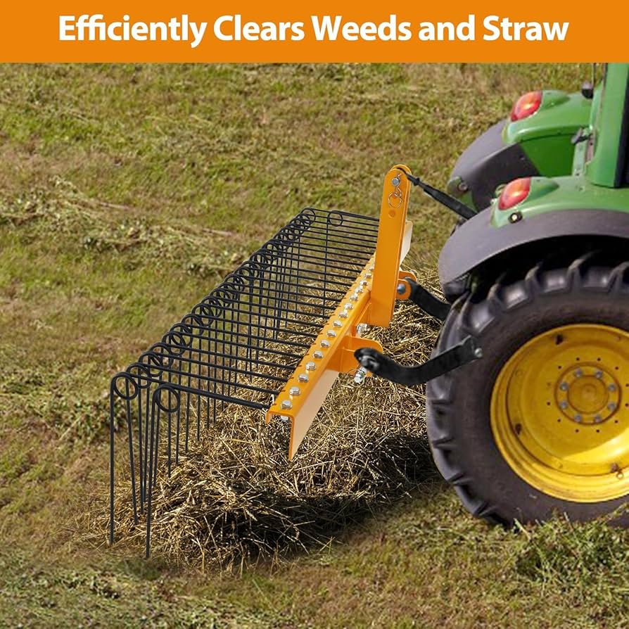 Amazon.com : GarveeTech 60 Inches Pine Straw Rake, 3 Point